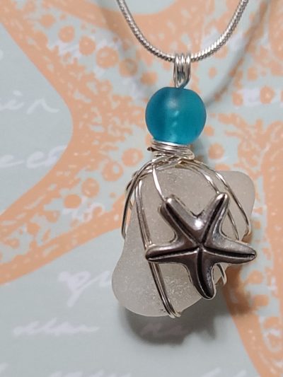 sea glass pendant with starfish