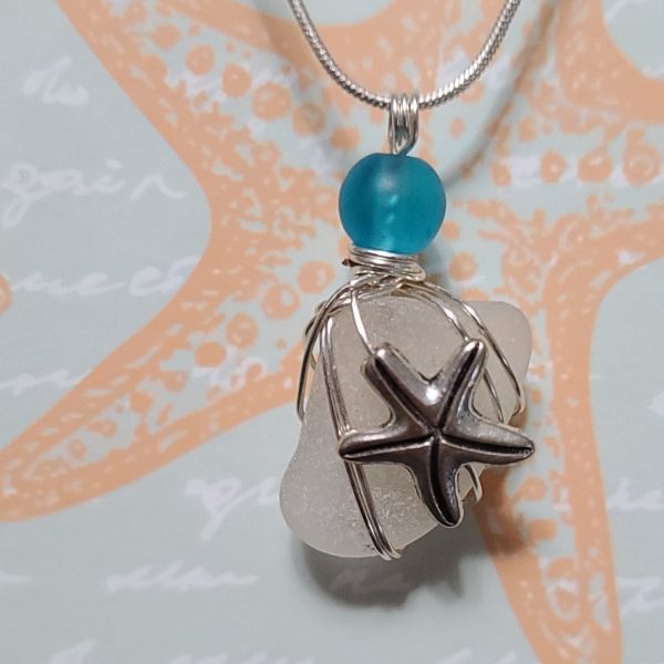 sea glass pendant with starfish